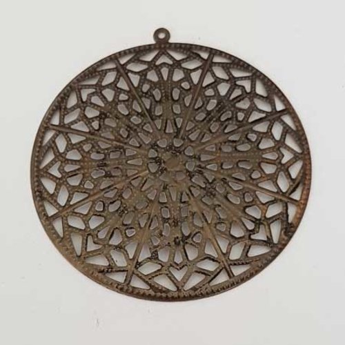 Lot n°041 1 breloque ronde 55 mm bronze estampe filigrane