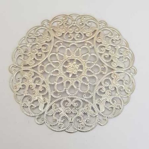Lot n°043 1 breloque ronde 68 mm argent estampe filigrane