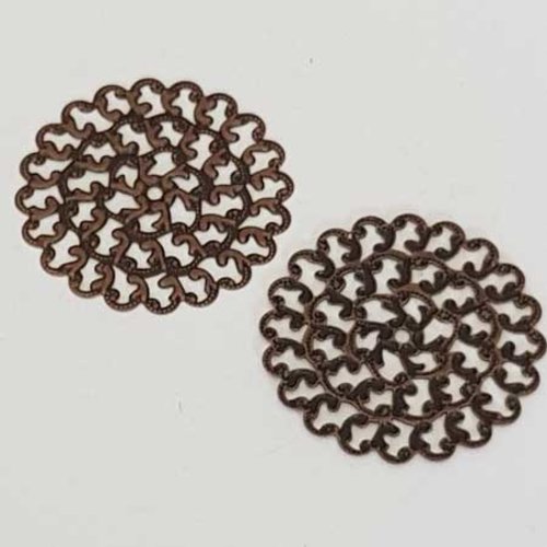 Lot n°045 1 breloque ronde 36 mm bronze foncé estampe filigrane