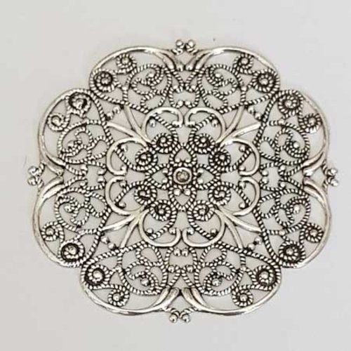 Lot n°047 1 breloque ronde 62 mm argent estampe filigrane