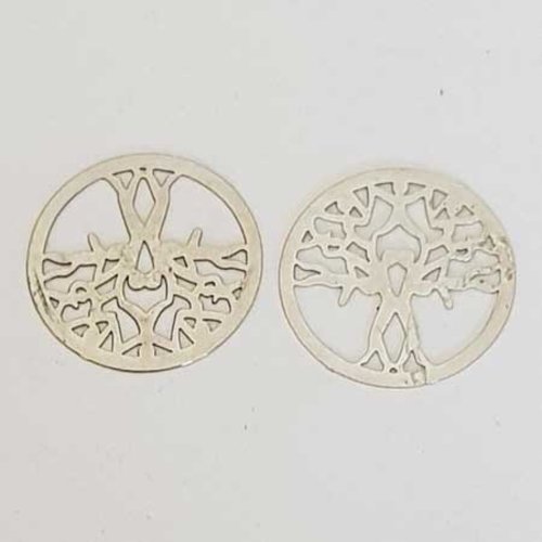 Lot n°050 1 breloque arbre de vie ronde 23 mm argent estampe filigrane