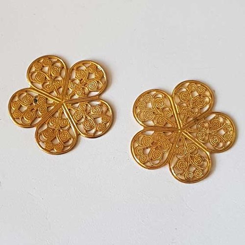 Lot n°055 1 breloque pendentif ronde 26 mm doré estampe filigrane