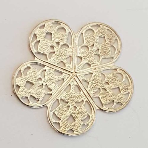 Lot n°055 1 breloque pendentif ronde 26 mm argent estampe filigrane