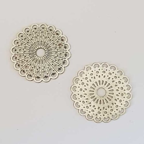 Lot n°057 1 breloque pendentif ronde 20 mm argent estampe filigrane