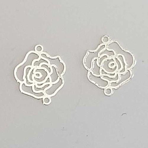 Lot n°058 1 breloque pendentif fleur 16 mm argent estampe filigrane intercalaire entre deux