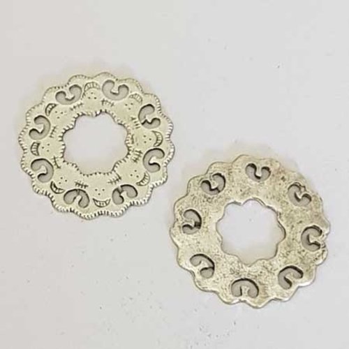 Lot n°061 1 anneau plat 24 mm argent intercalaire entre deux