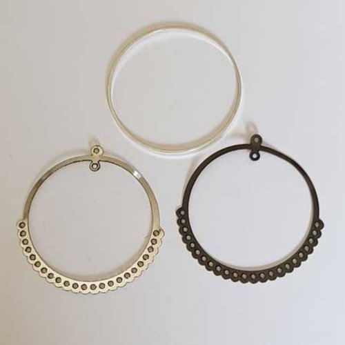 Lot n°066 3 pendentif ronds 55 mm argent bronze intercalaire entre deux
