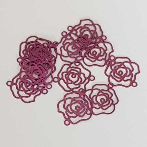 Lot n°058 1 pendentif fleur 16 mm rose filigrane estampe intercalaire entre deux