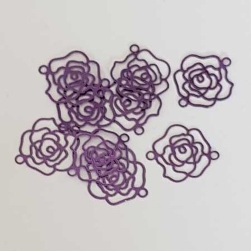 Lot n°058 1 pendentif fleur 16 mm violet filigrane estampe intercalaire entre deux