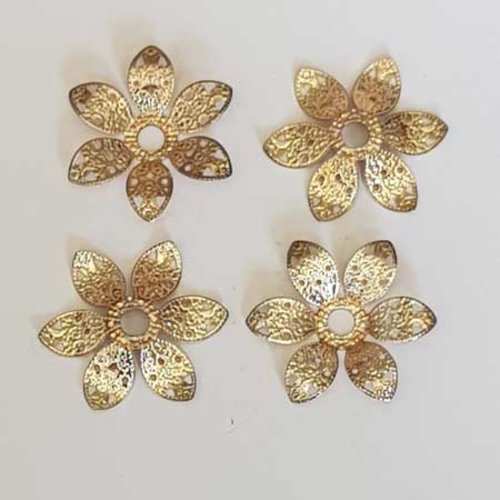 Lot n°079 2 pendentifs fleurs 32 mm argent filigrane estampe intercalaire entre deux