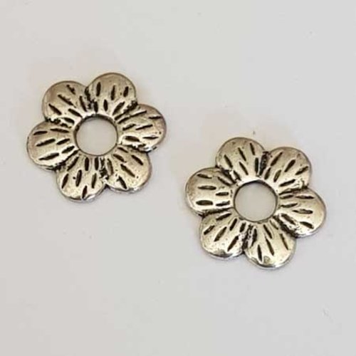 Lot n°081 2 pendentifs fleurs 15 mm argent