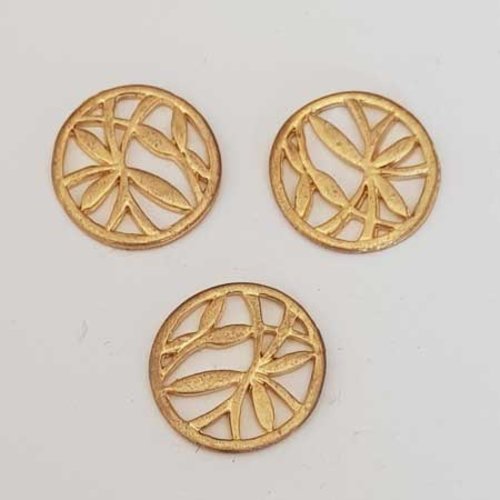 Lot n°088 3 pendentifs médailles 19 mm doré intercalaire estampe filigrane