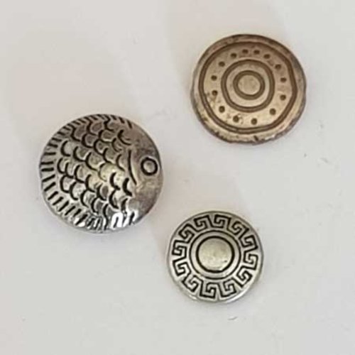 Lot n°090 4 pendentifs perles 13 mm argent intercalaire estampe filigrane