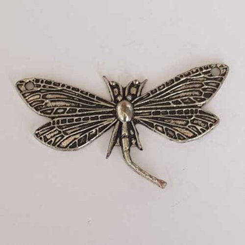 Lot n°094 pendentif breloque libellule argent vieilli 48 mm intercalaire