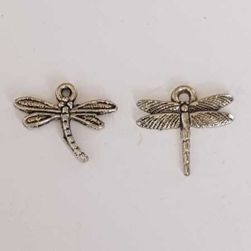 Lot n°096 2 pendentifs breloques libellules argent 16 mm