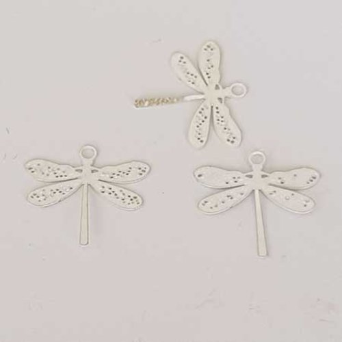 Lot n°099 1 pendentif breloque libellule blanc 14 mm estampe filigrane