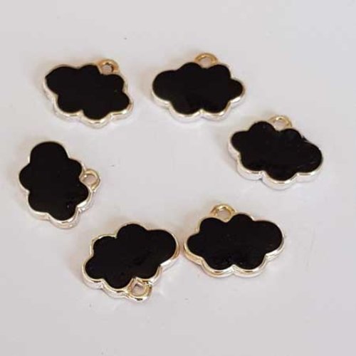 Lot n°107 1 pendentif breloque nuage argent noir emaillé 11 mm