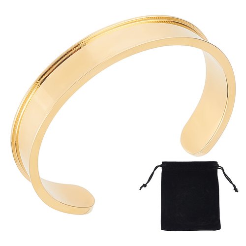 Bracelet manchette jonc 10 mm en acier inoxydable n°08 doré plaqué or 18k bracelet rigide
