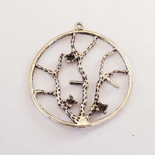 Lot n°161 1 breloque pendentif rond arbre 24 mm argent