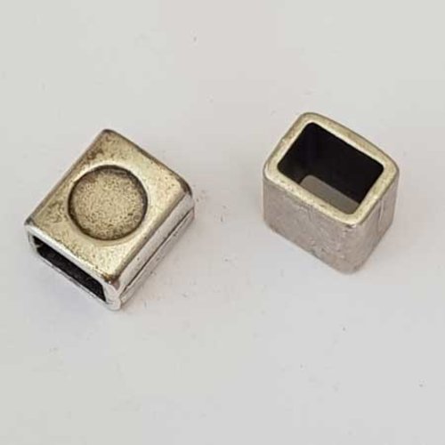 Lot n°162 1 breloque passant rectangle 15 mm argent pour cuir ou cordon