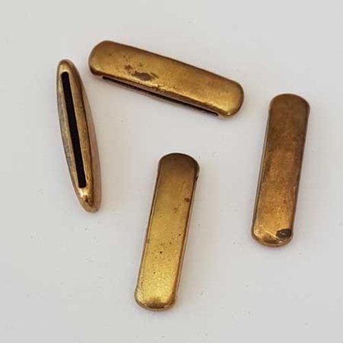 Lot n°165 1 breloque perle passant 39 mm doré vieil or pour cuir ou tissus