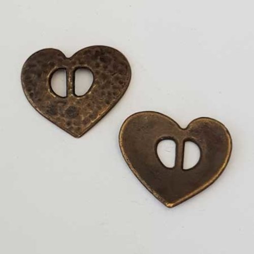 Lot n°169 1 breloque passant coeur 6 mm bronze pour cuir plat