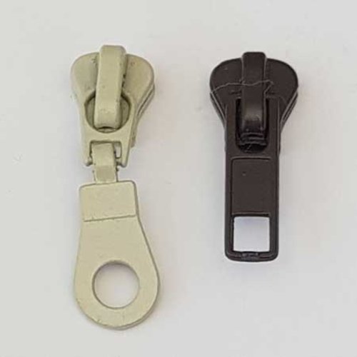 2 curseurs acier pour fermeture éclair injecté moulé 6 mm