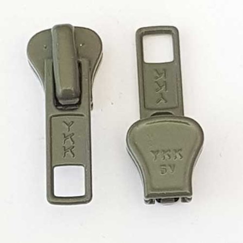 Curseur kaki acier pour fermeture éclair injecté moulé 6 mm ykk