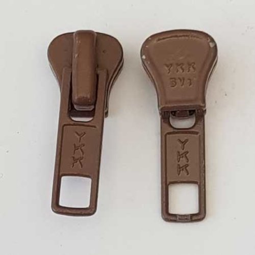 Curseur marron acier pour fermeture éclair injecté moulé 6 mm ykk