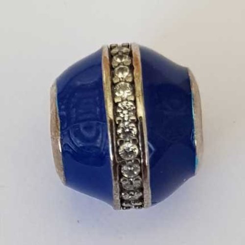 Perle n°0869 en argent 925 émaille, orné de pierre de zirconium perle européen pour maille serpent