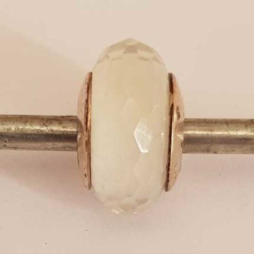 Perle n°0875 en verre facetté et argent 925 perle européen pour maille serpent