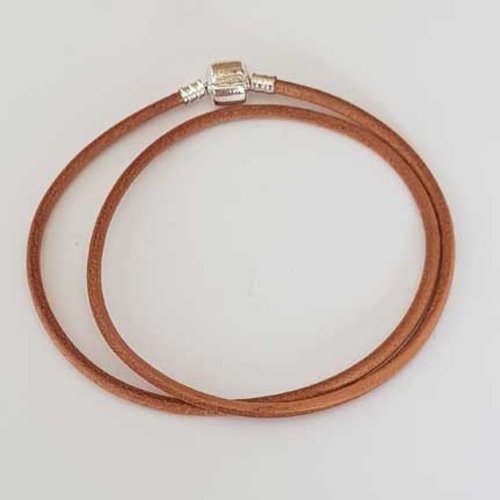Collier cuir lisse 46 cm n°01 naturel