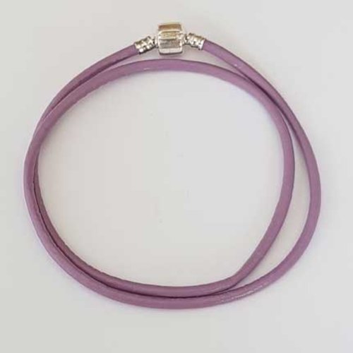 Collier cuir lisse 50 cm n°01 pourpre