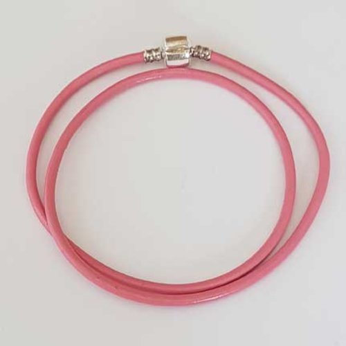 Collier cuir lisse 46 cm n°05 rose