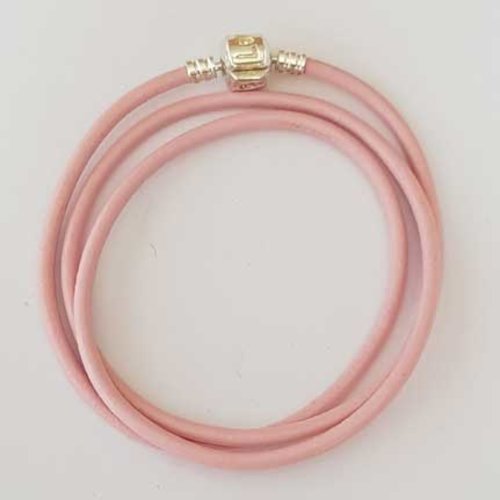 Collier cuir lisse 57 cm n°01 rose