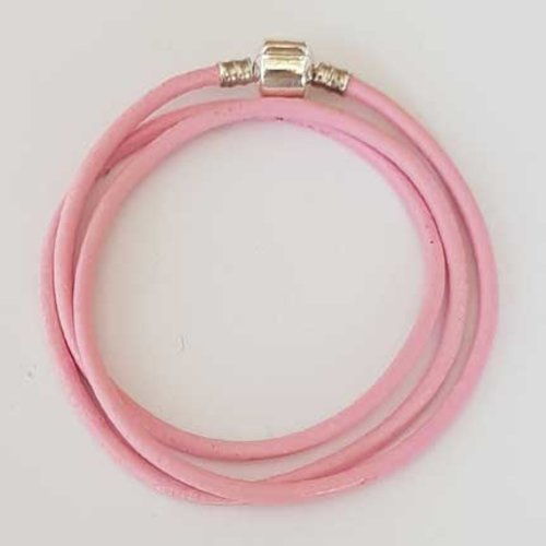 Collier cuir lisse 50 cm n°04 rose