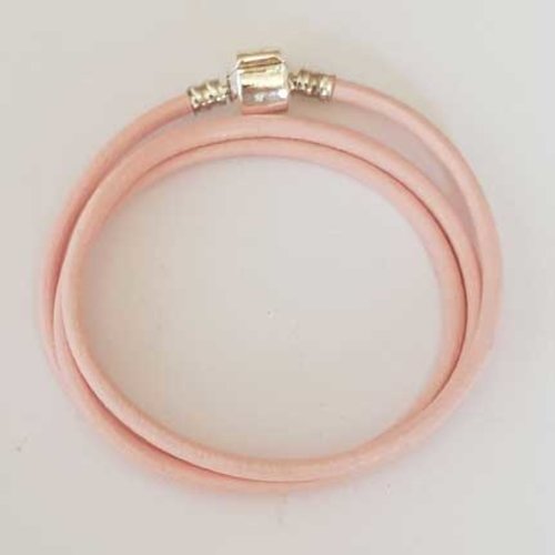 Collier cuir lisse 51 cm n°03 rose