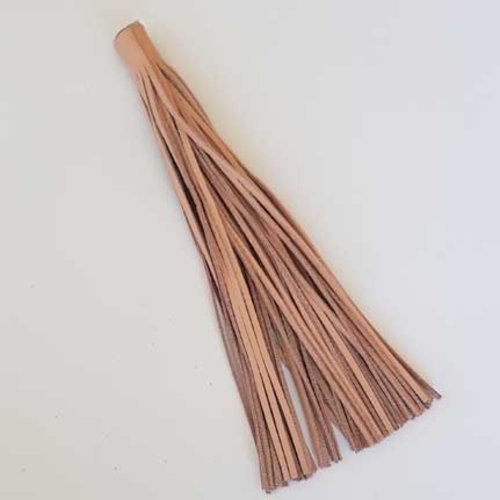 Grand pompon cuir 18 cm beige