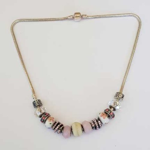 Collier n°25 clip serpent européen 46 cm fermoir clip collier style pandora