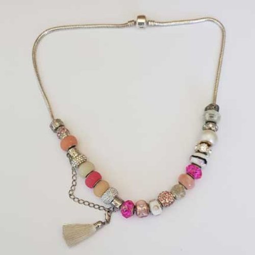 Collier n°26 clip serpent européen 50 cm fermoir clip collier style pandora