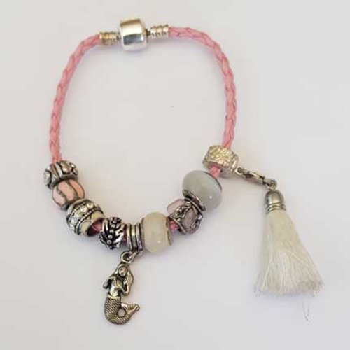 Bracelet n°08 clip européen 20 cm tressé fermoir clip lisse