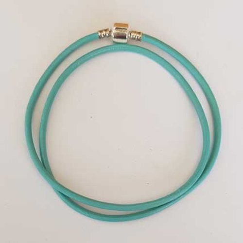 Collier cuir lisse 50 cm n°01 turquoise