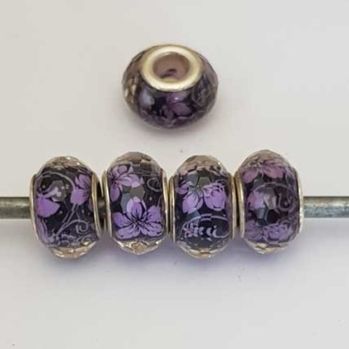 Perle n°1131 compatible style pandora grand trou pour maille serpent perle facette