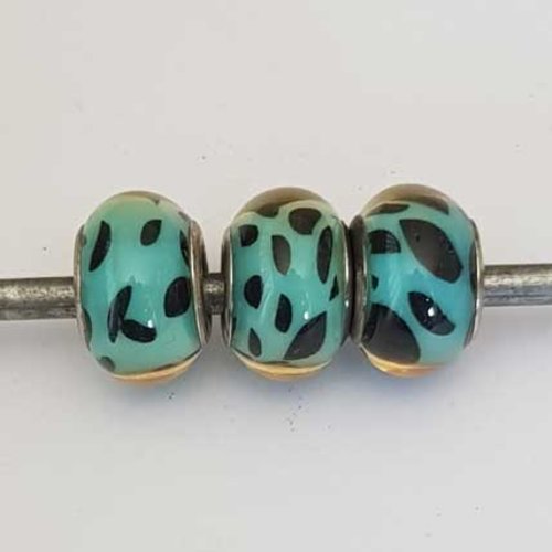 Perle n°1132 lot 3 perles compatible style pandora grand trou pour maille serpent