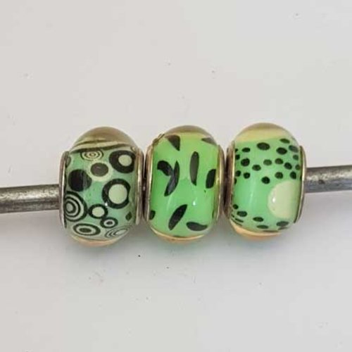 Perle n°1136 lot 3 perles compatible style pandora grand trou pour maille serpent
