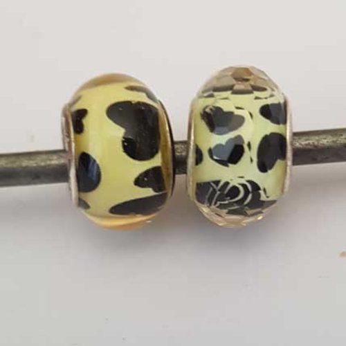 Perle n°1144 lot 2 perles compatible style pandora grand trou pour maille serpent
