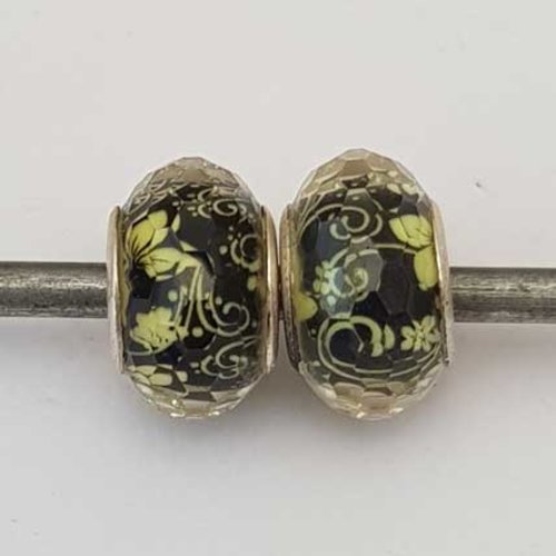 Perle n°1151 compatible style pandora grand trou pour maille serpent perle facette
