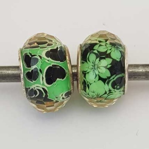 Perle n°1152 lot 2 perles compatible style pandora grand trou pour maille serpent