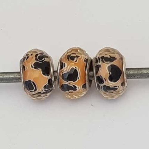 Perle n°1154 lot 3 perles compatible style pandora grand trou pour maille serpent