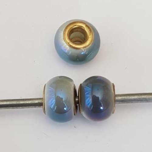 Perle n°1162 lot 3 perles compatible style pandora grand trou pour maille serpent